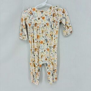 Angel Dear Cream and Orange Owl Print One Piece